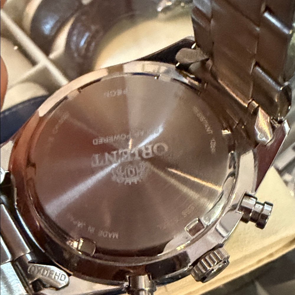Orient Men's Silver and Black Chronograph Watch - Picture 3 of 3